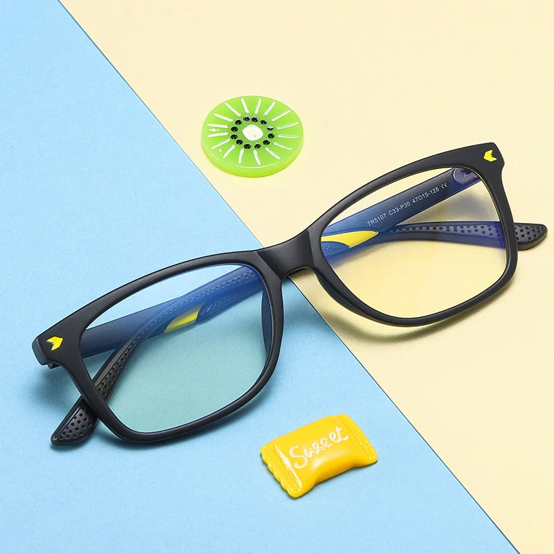

5107 High quality TR90 square black frame computer eyewear kids anti blue light glasses, As picture or custom colors