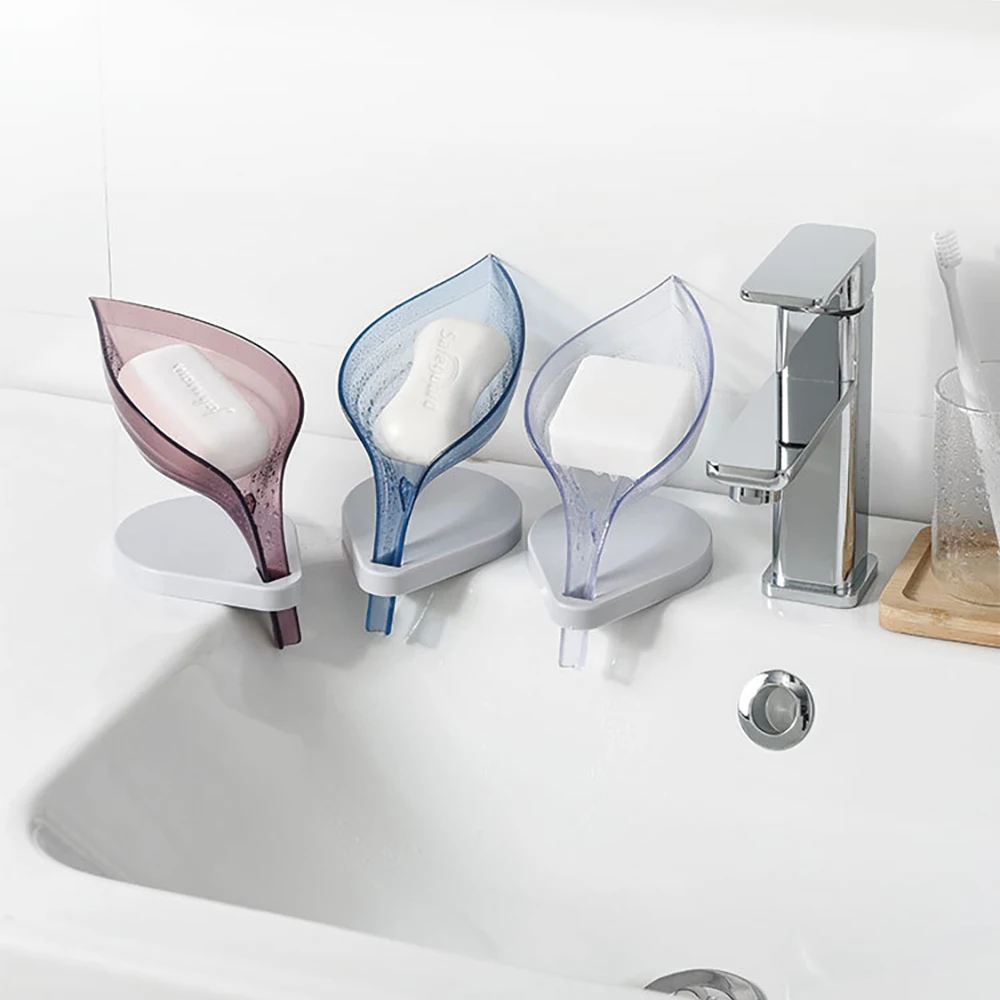 

Leaf Shape Soap Box Bathroom soap holder Dish Storage Plate Soap Holder Case Bathroom Supplies bathroom gadgets, Green,purple,grey
