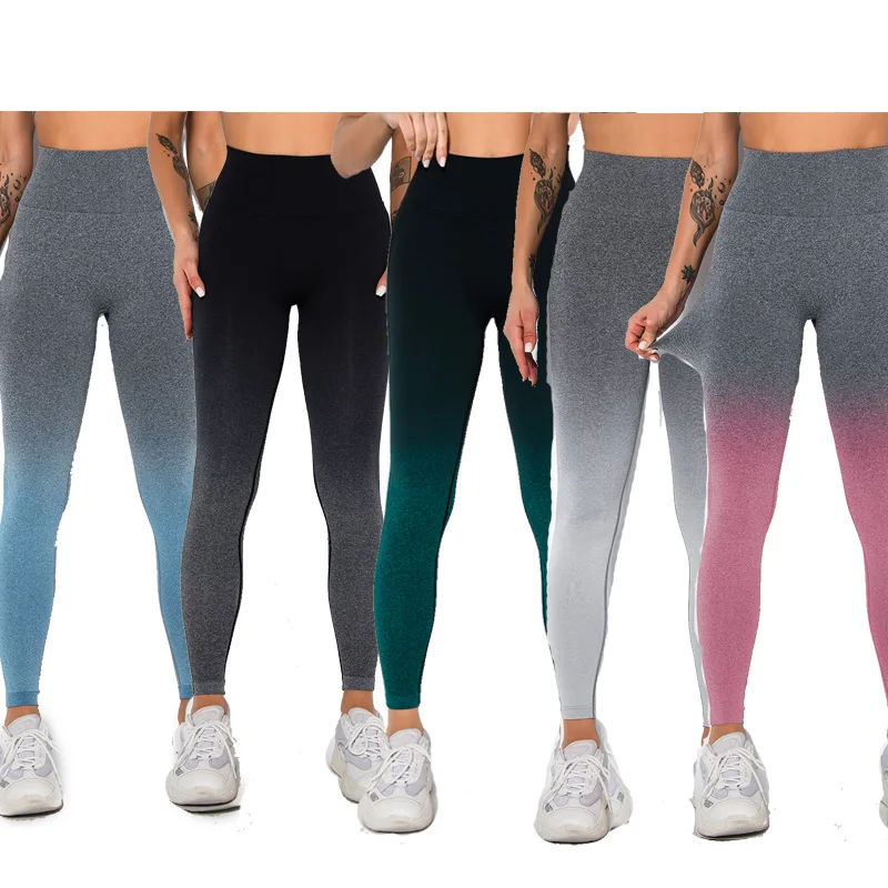 

Newest Gradient Color Yoga Wear Sport Leggings Tight High Waist Colorful Butt Lifting Yoga Pants, As picture