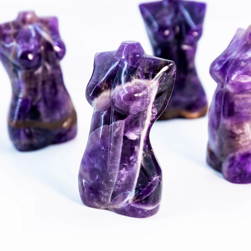 

Wholesale natural healing crystal crafts hand carved dream amethyst women model body for home decoration