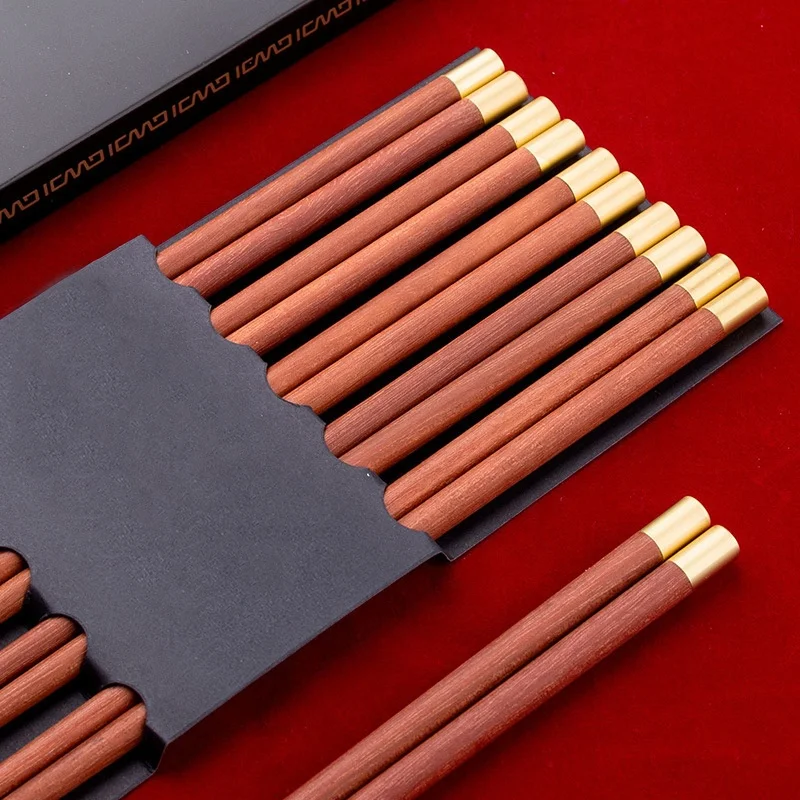 

5 pair gift set high quality custom Chinese rosewood wooden chopsticks with box, Rosewood/wenga