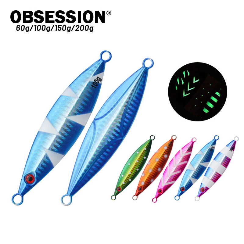 

OBSESSION J12 Hard Lure 60g 100g 150g 200g Jigging Lure Cheap Saltwater Boat Trolling Slow pitch Fishing Lure Metal Jig