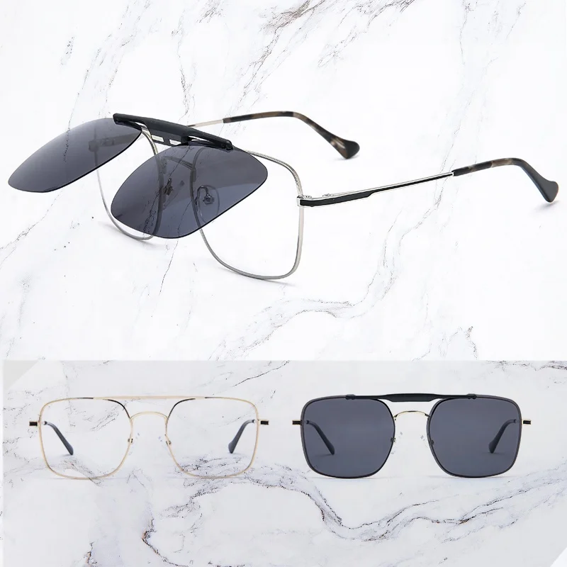 

Brand Quality Custom Optical Glasses Frame With Magnet Clip Square Retro Men Myopia Sunglasses UV400 Women's Eyeglasses Frames