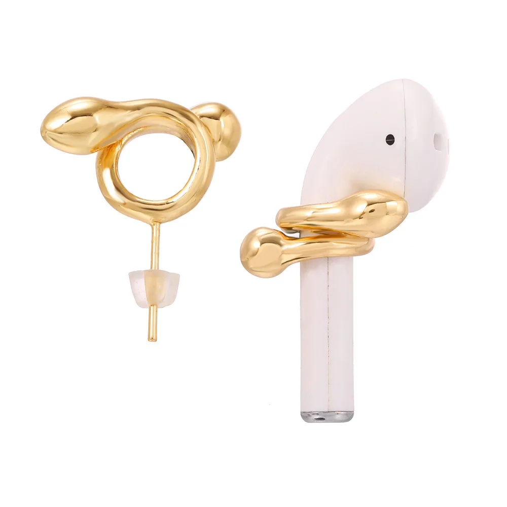 

New Arrival Animal Snake Shape Around Gold Plated Alloy Drop Earrings For Airpods