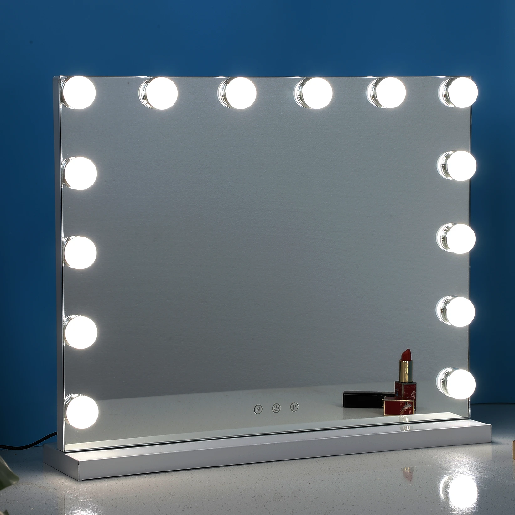 

Design Rectangle White Frame Bathroom Makeup LED Mirror With Light