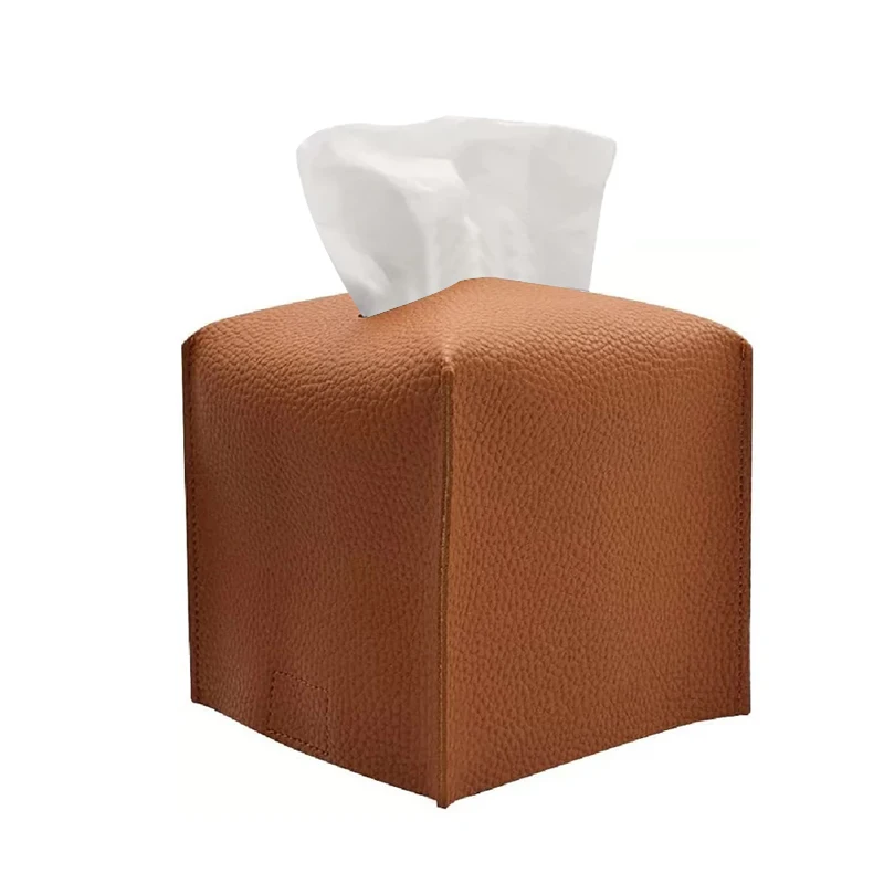 

Premium Modern PU Leather Square Tissue Box Holder for Car Home, Black, white, beige, pink, green, purple, brown, gray