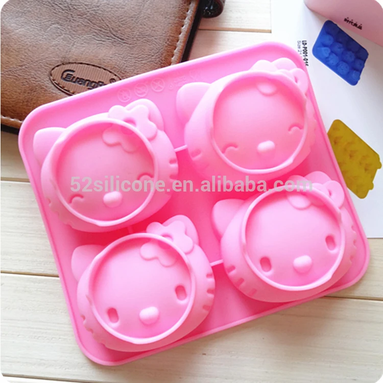 

High Quality Soft Cupcake HelloKitty Silicone Mold For Cake Decorating, Pink