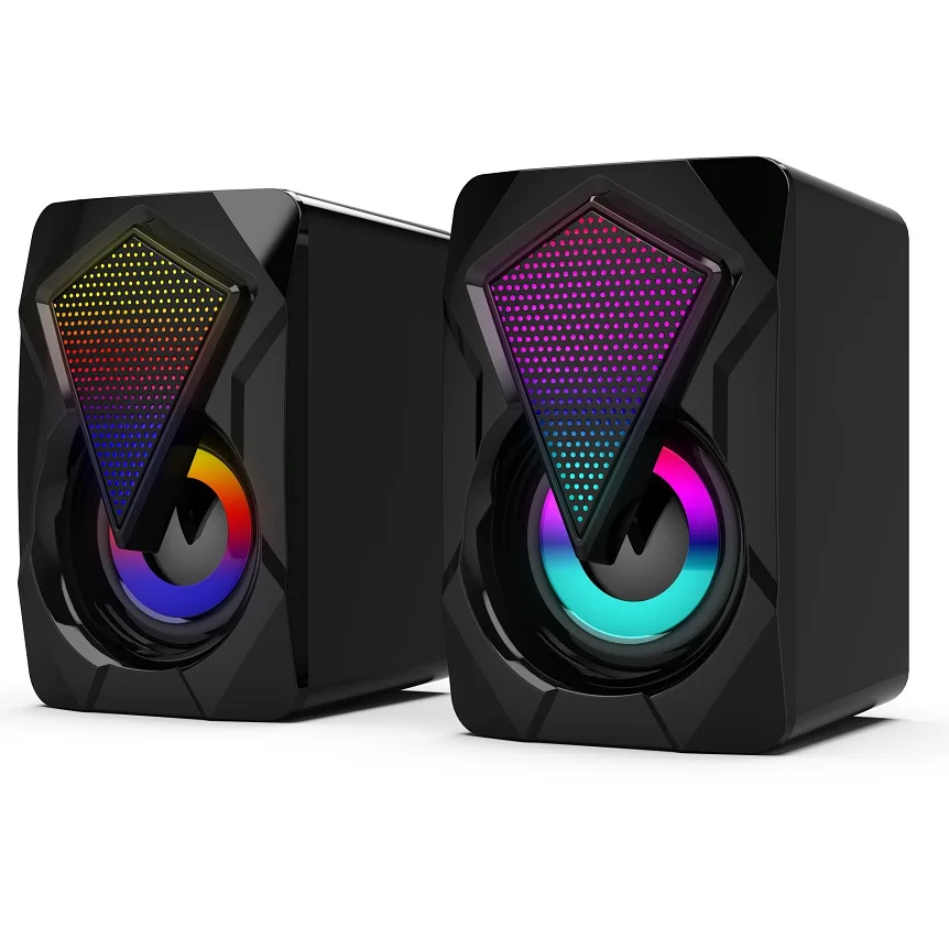 

x2 D1 Colorful LED Light PC Speaker Wired USB Power Computer RGB LED Gaming Speaker