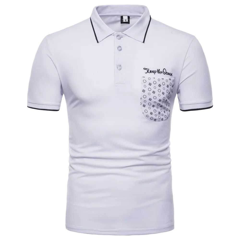 

New fashion European code embroidery men's lapel short sleeve POLO shirt