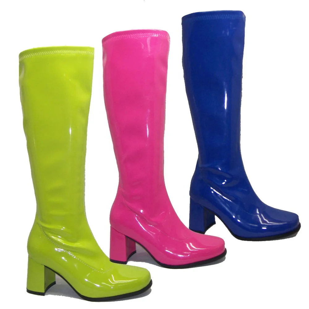 

UK hot selling Women High Heel Knee High Gogo boots, Orange or customized