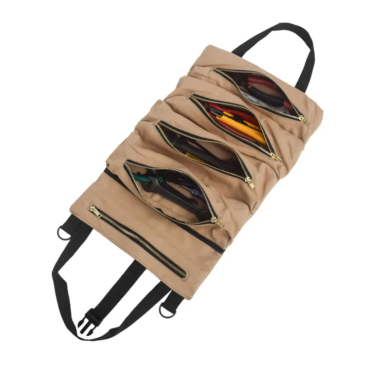 

Car Back Canvas Tool Storage Bag Tool Foldable Roll Bag Vehicle Pliers Electrical Tool Storage Bag