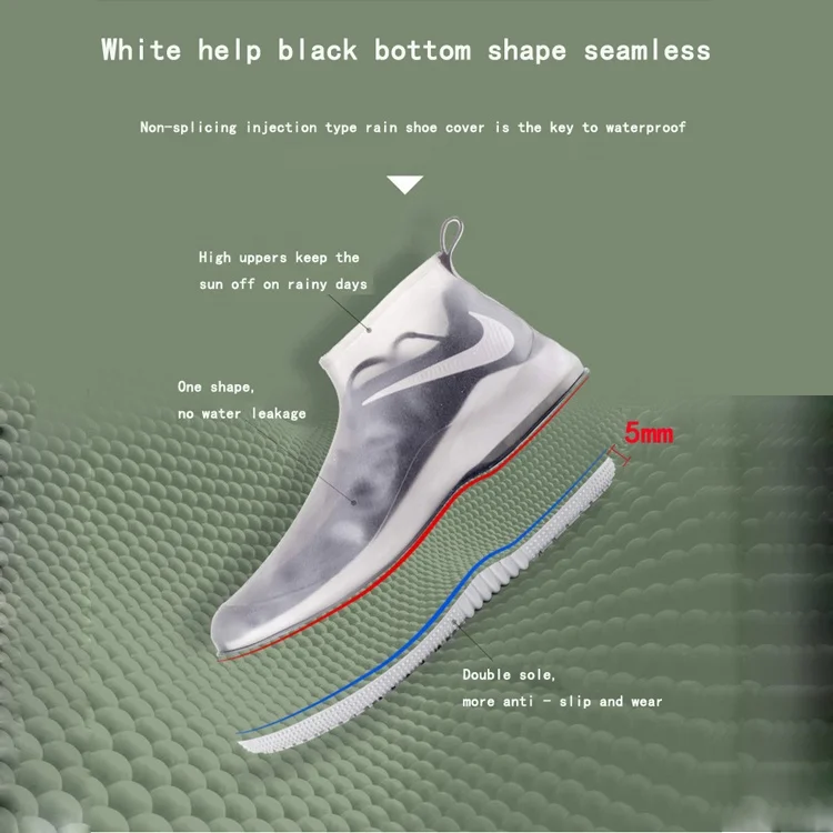 
PVC Short tube transparent adult rain waterproof Non-slip thick rain shoes cover 