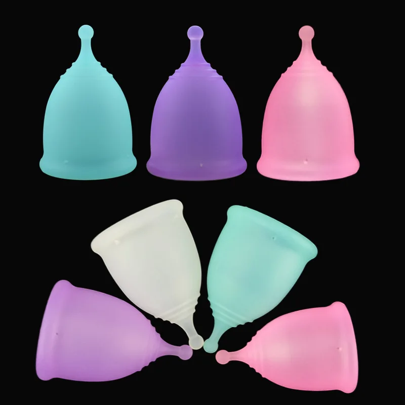 

Custom Package Amazon Label Logo Printing Medical Silicone Menstrual Cup With One Silk Carry Bag And Sterilizer, White,purple,pink