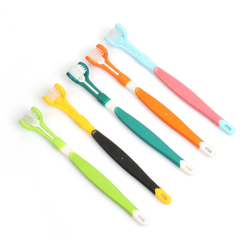 

Factory Wholesale LOW MOQ Three Triple Heads Pet Cat Grooming Dog Dental Teeth Cleaning Tooth Brush