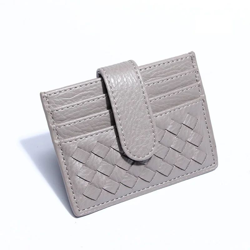 

RTS20021-Ready to ship 2021 hot sale woven pu leather lady cash coin purse fashion designer card holder slots purse wallet, Grey, various colors available