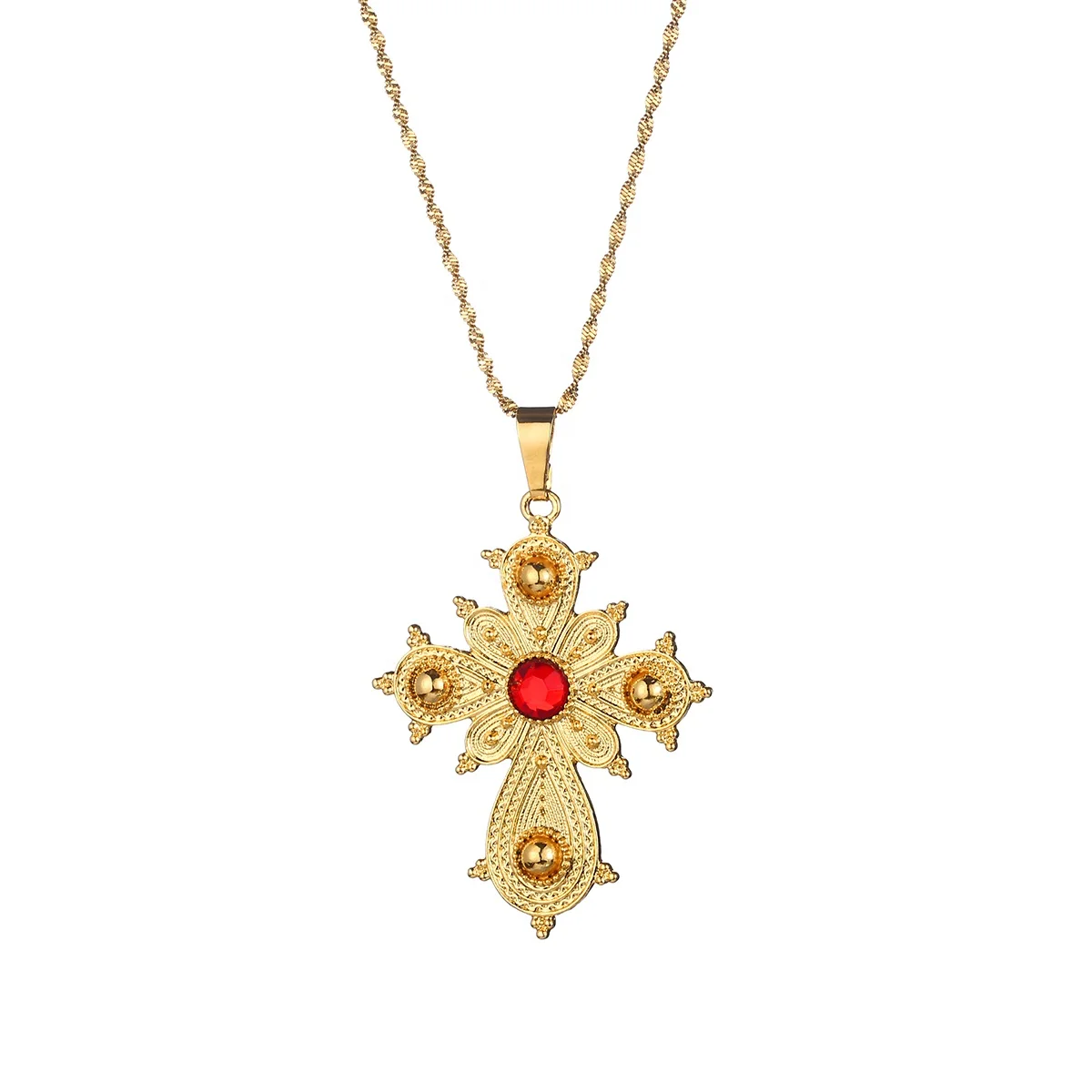 

Ethiopian Fashion Cross Pendant Necklaces for Women Eritrea Africa Ethnic Jewelry