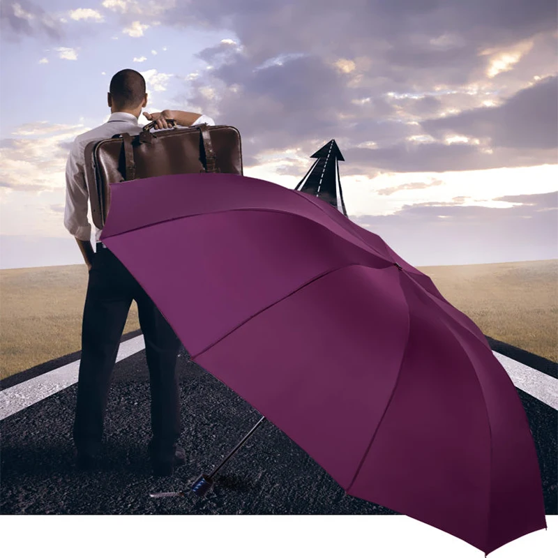 

Rain Women Windproof Large Folding Umbrella 123CM Large Golf Umbrella High Quality Men Business Double Umbrellas UBY28, As photo
