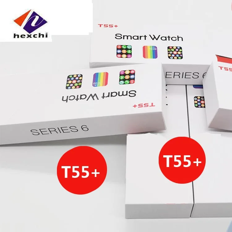 

2021 T55+ Smartwatch T55 1.75 Inch Full Touch Screen Play Games Reloj Multi-Sport Function Sport Smart Watch For Men Women