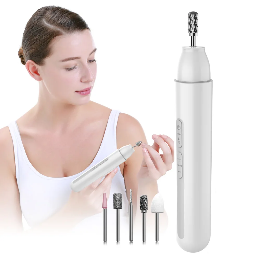 

Electric Nail File Drill Set Magnetic Storage Case Rechargeable Nail Drill Machine for Natural Gel Nails, White