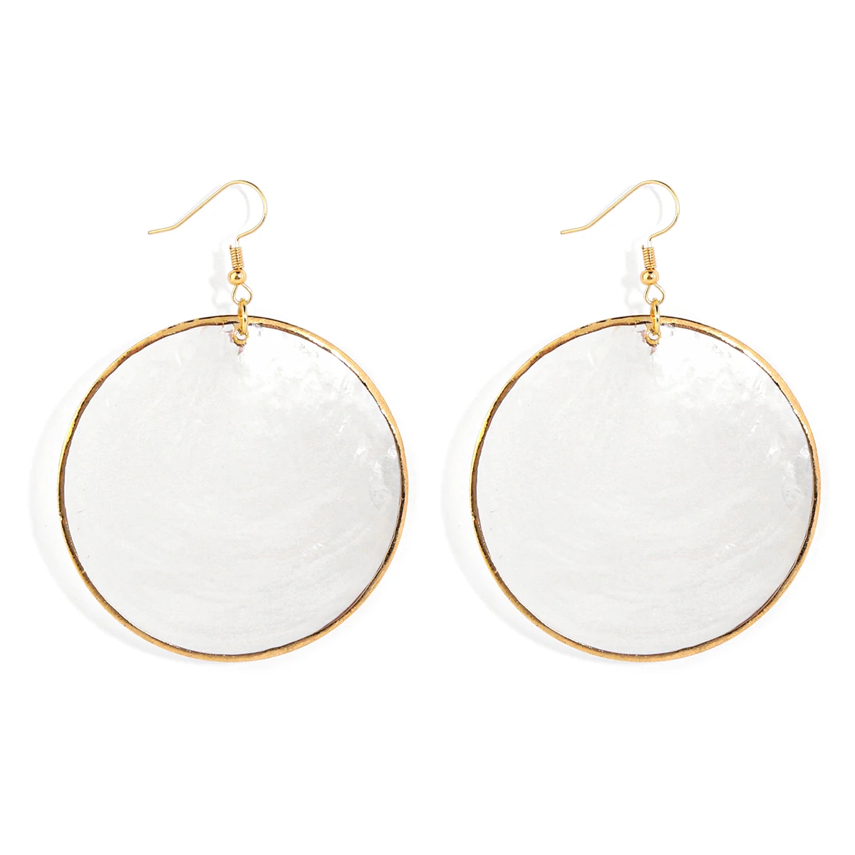 

Hot Sale 18k Gold Plated Hawaiian White Mother of Pearl Round Women Shell Earrings