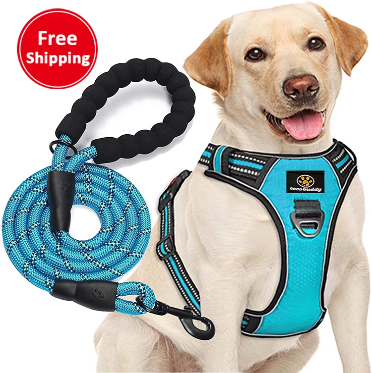 

Free Shipping Pet Leash Luxury 3M Reflective Soft Mesh Padding No pull Front Range Dog Harness with handle