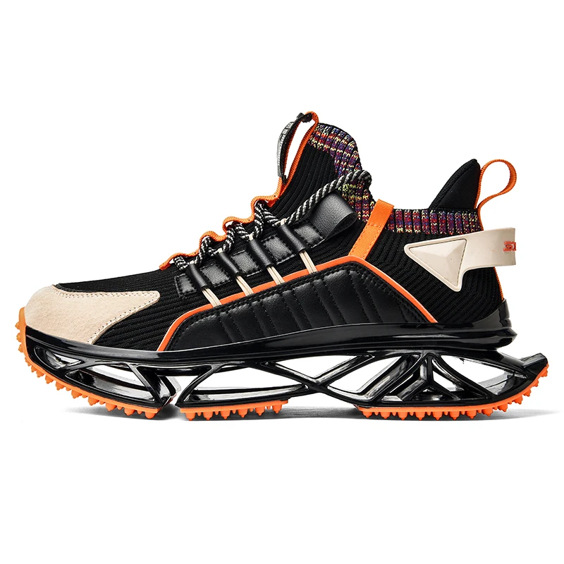

Men Sport Sneaker Manufacturer CustomBlade Sole Men Breathable Shock Absorption Fashion Sneakers Running Shoes sneakers for men, Black/orange,white,black,white/yellow