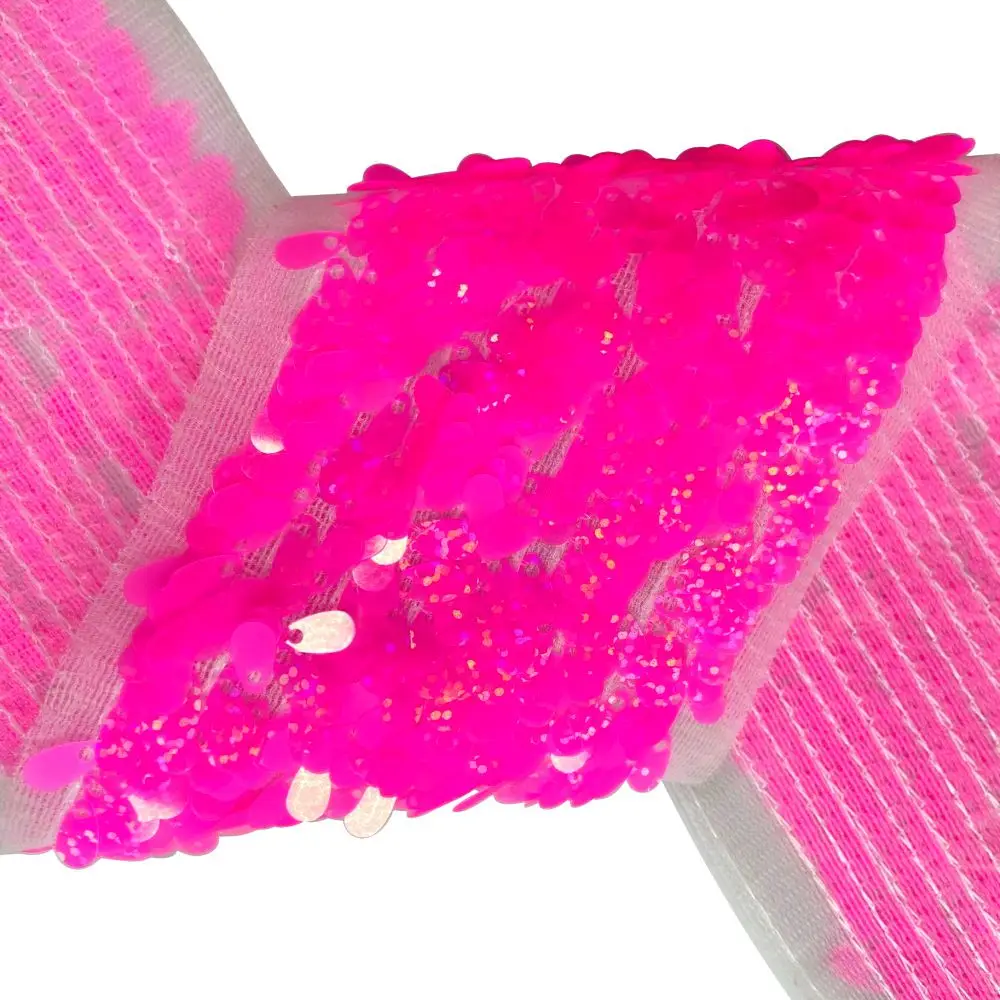 

Free shipping !! Boca Ribbons 75MM Stock Sunflower Seeds Sequin fabric Ribbon hologram hot pink for choose from 28yards/lot, Hologram hot pink/hot pink