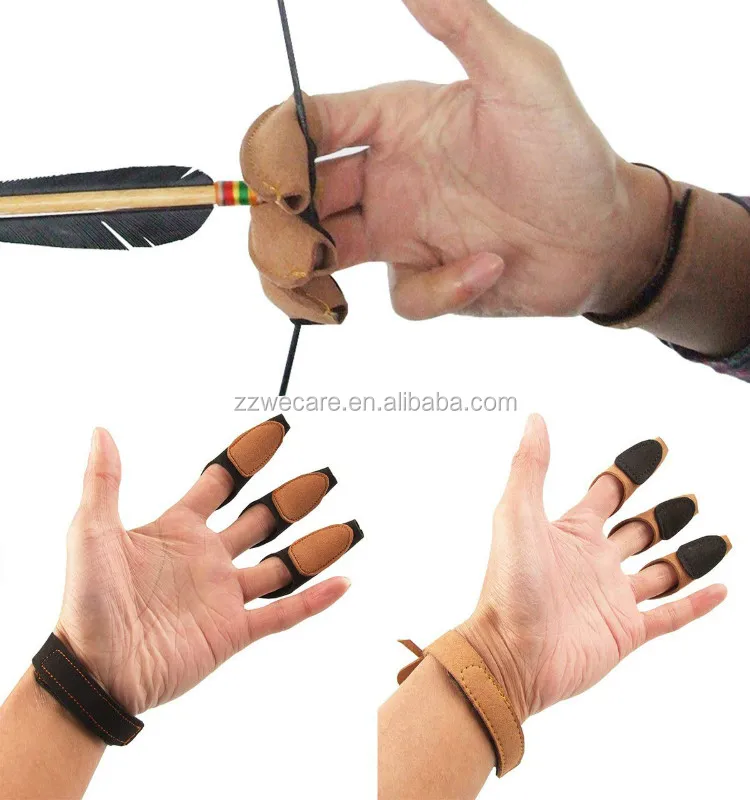 3 Fingers Cover Cushion Pad Finger Protective Adjustable Archery Gloves