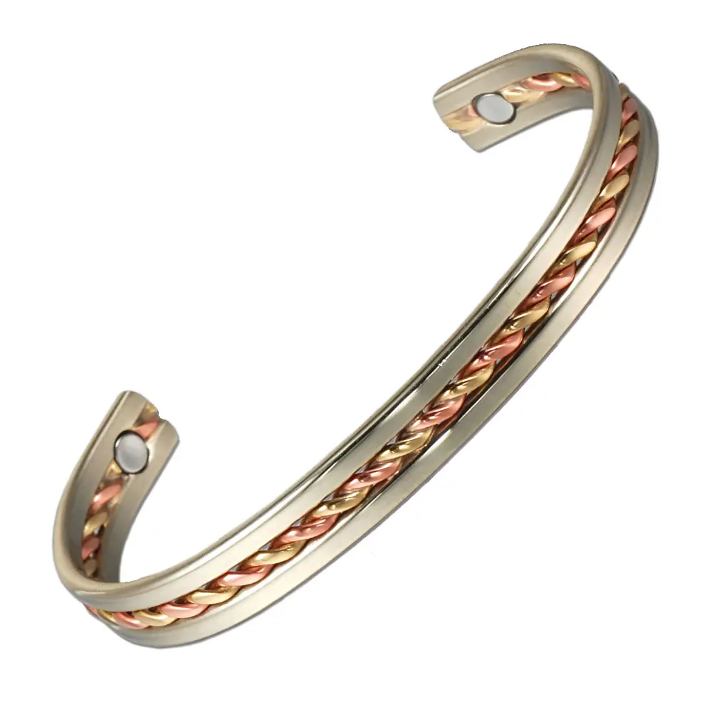 

Energinox fashion imitation gold tiny copper bangle bracelet with 2 or 6 magnet, As photo or customized