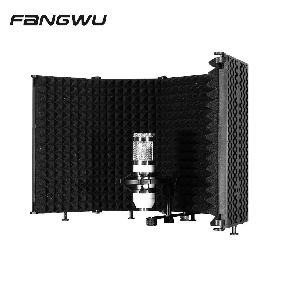 

Portable Plastic 5 Door Microphone Isolation Shield, Black