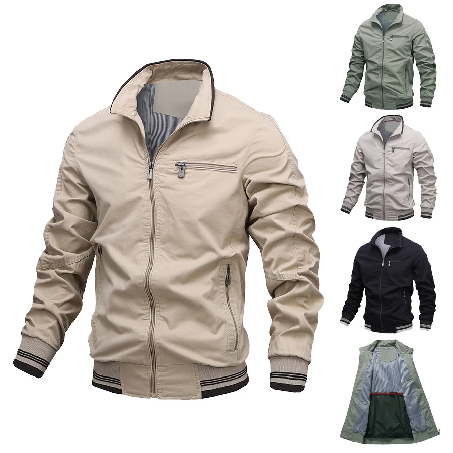 

Wholesale Spring&Autumn Stand Collar Cotton Men Outdoor Casual Sports Jacket Casual Jacket