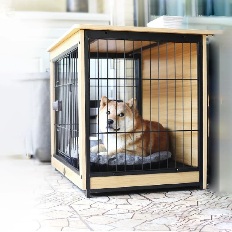 

2022 pet design 2-in-1 Crate Table Kannel dog Furniture for small cat dog Animal Cage adjustable pet fence pet wooden cag, Black
