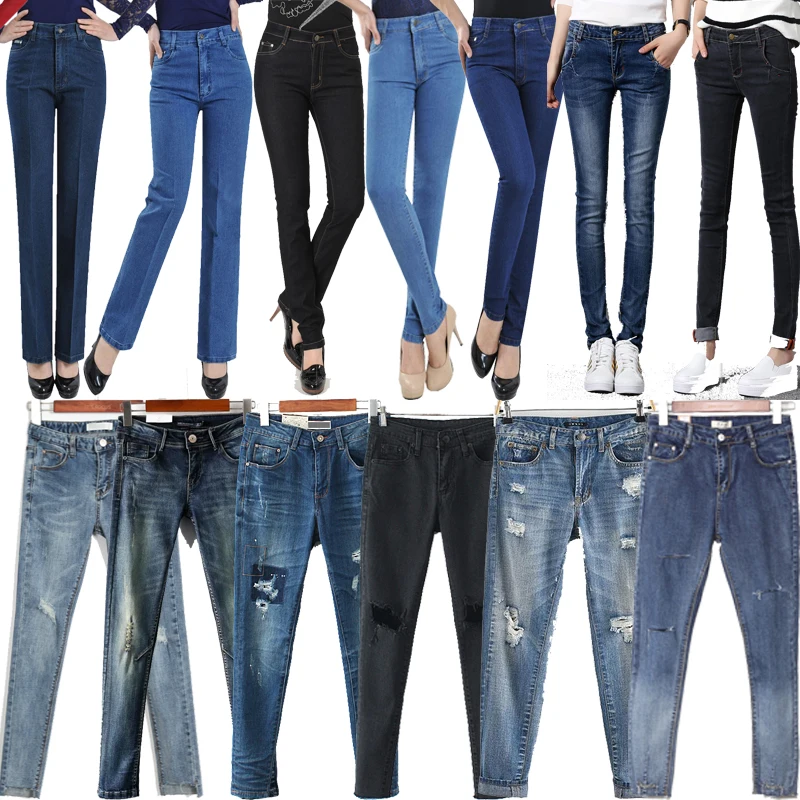 

Mix color mix design fashion women pants jeans trousers stock