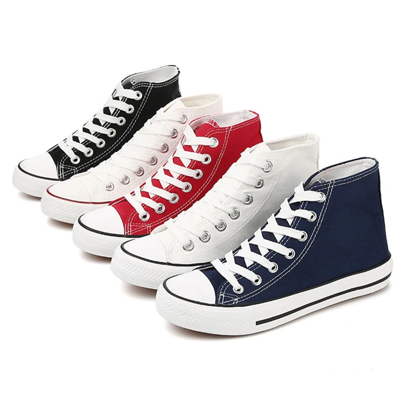 

2021 Wholesale Prime Quality Women's High Cut Vulcanized Sneakers Classic Canvas Shoes