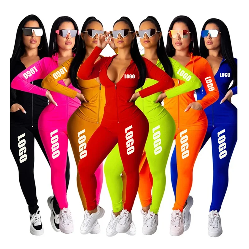 

CLS1120-2 customize sweatsuit tracksuit two piece outfits set jogging suits woman sweat hood suit winter fall clothing for women