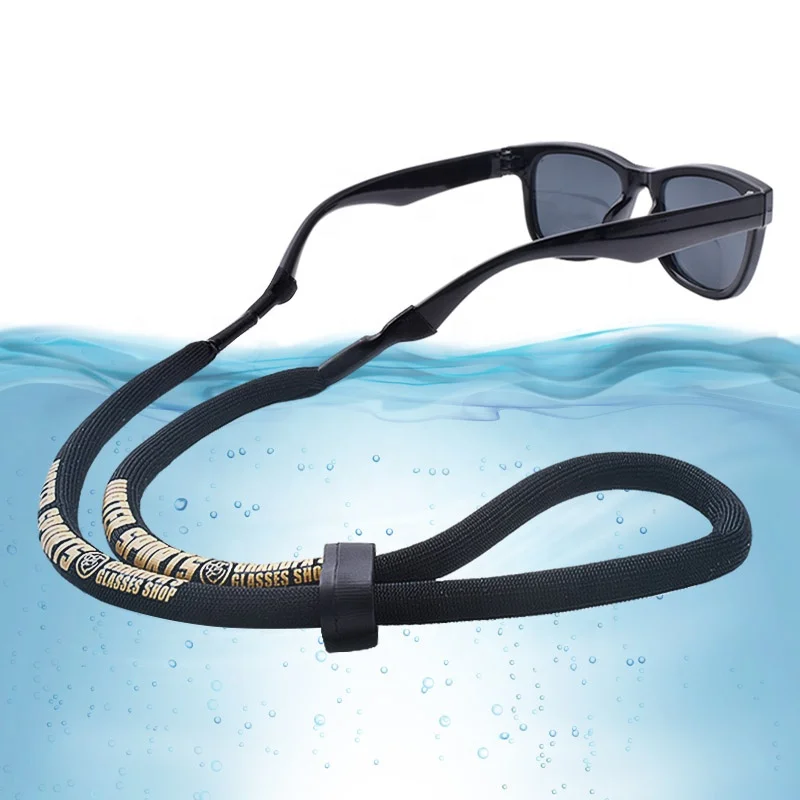 

Wholesale Swimming Drifting Custom Logo Water Sports Adjustable Eye Glasses Neck Cord Glasses Lanyard Floating Sunglasses Strap, Black / red / green/sea blue