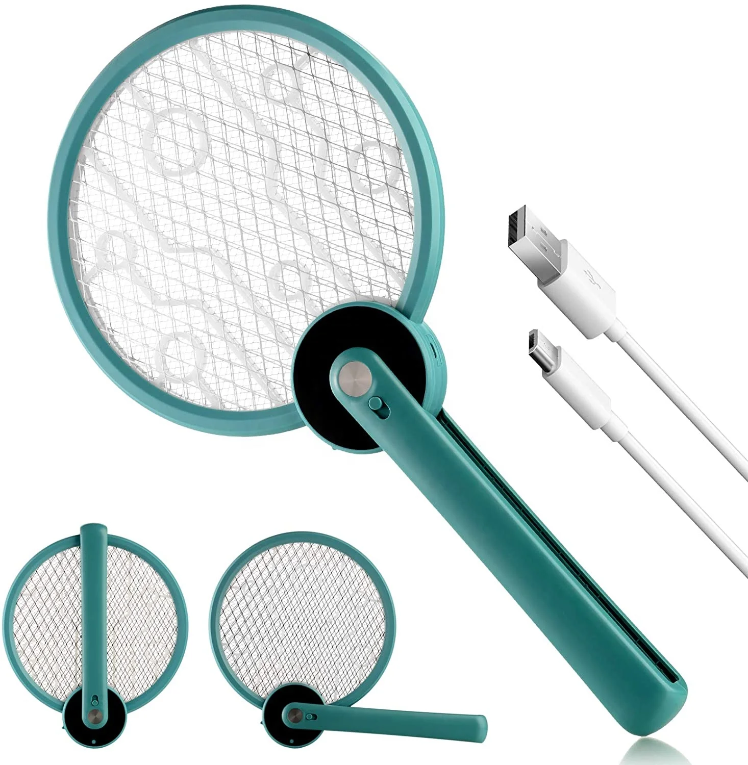 

2021 Foldable Rechargeable battery mosquito Racket Electric Mosquito Swatter 3500V Mosquito killer lamp for Summer, White , green ,red