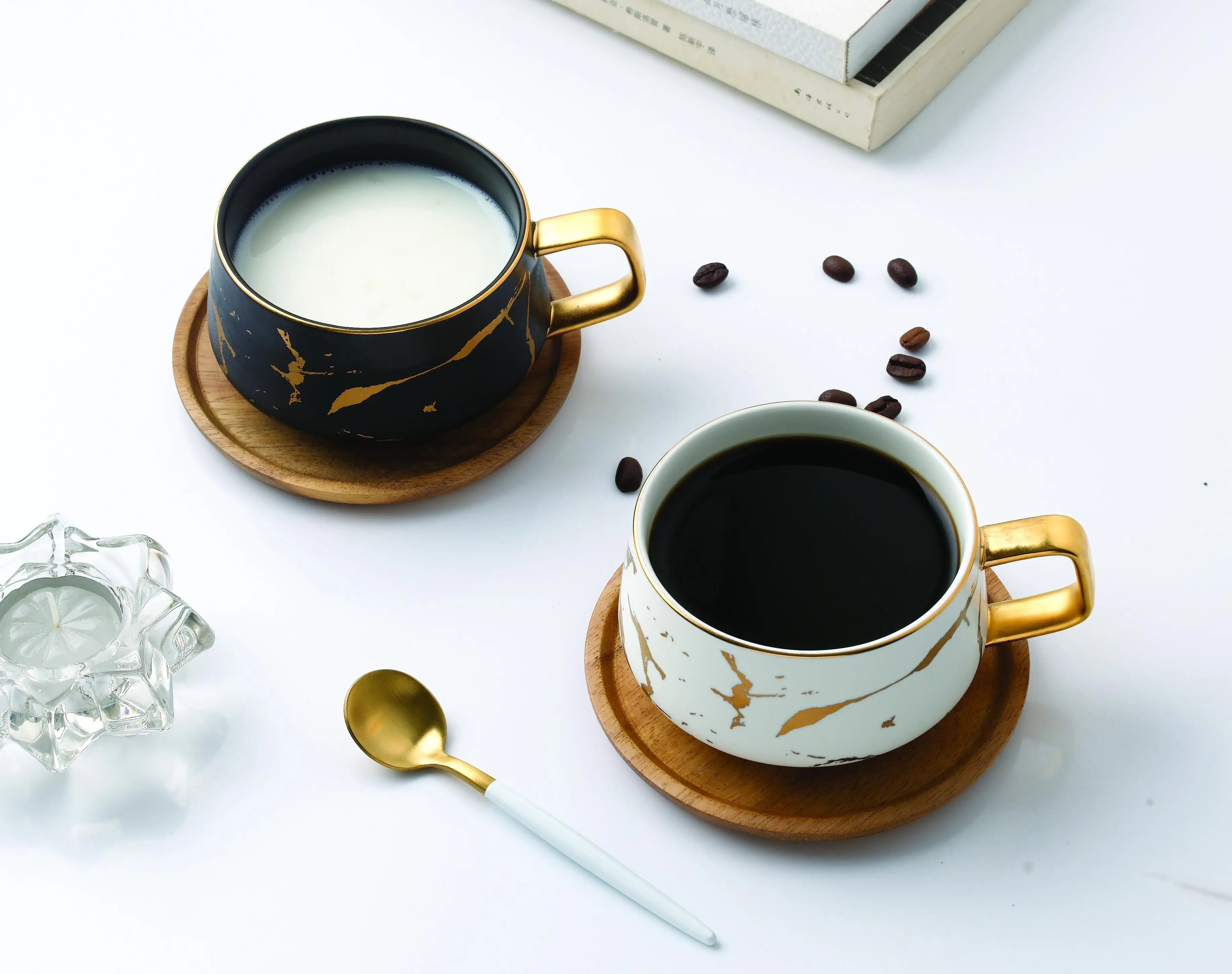 

high quality gold rim coffee/tea cup and saucer, Multi