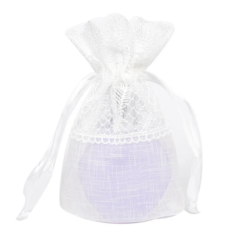 

Wedding Decoration Candy Pockets Yarn Lace Flower Jewelry Bag Gifts Box baby Shower Storage Bags Lace Drawstring Bundle Gift Bag