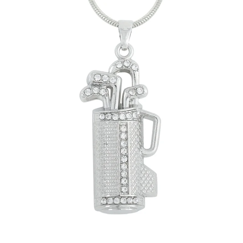 

Exquisite Mini Golf Bag Zinc Alloy Electroplated Point Diamond Necklace, Silver