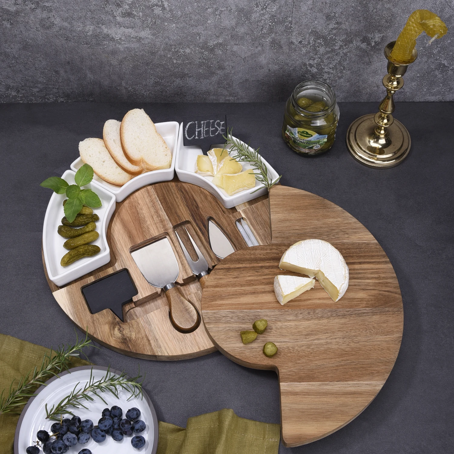 

Brand New Product Acacia Wood Cheese Board With Cheese Knife with Private Label Wholesale