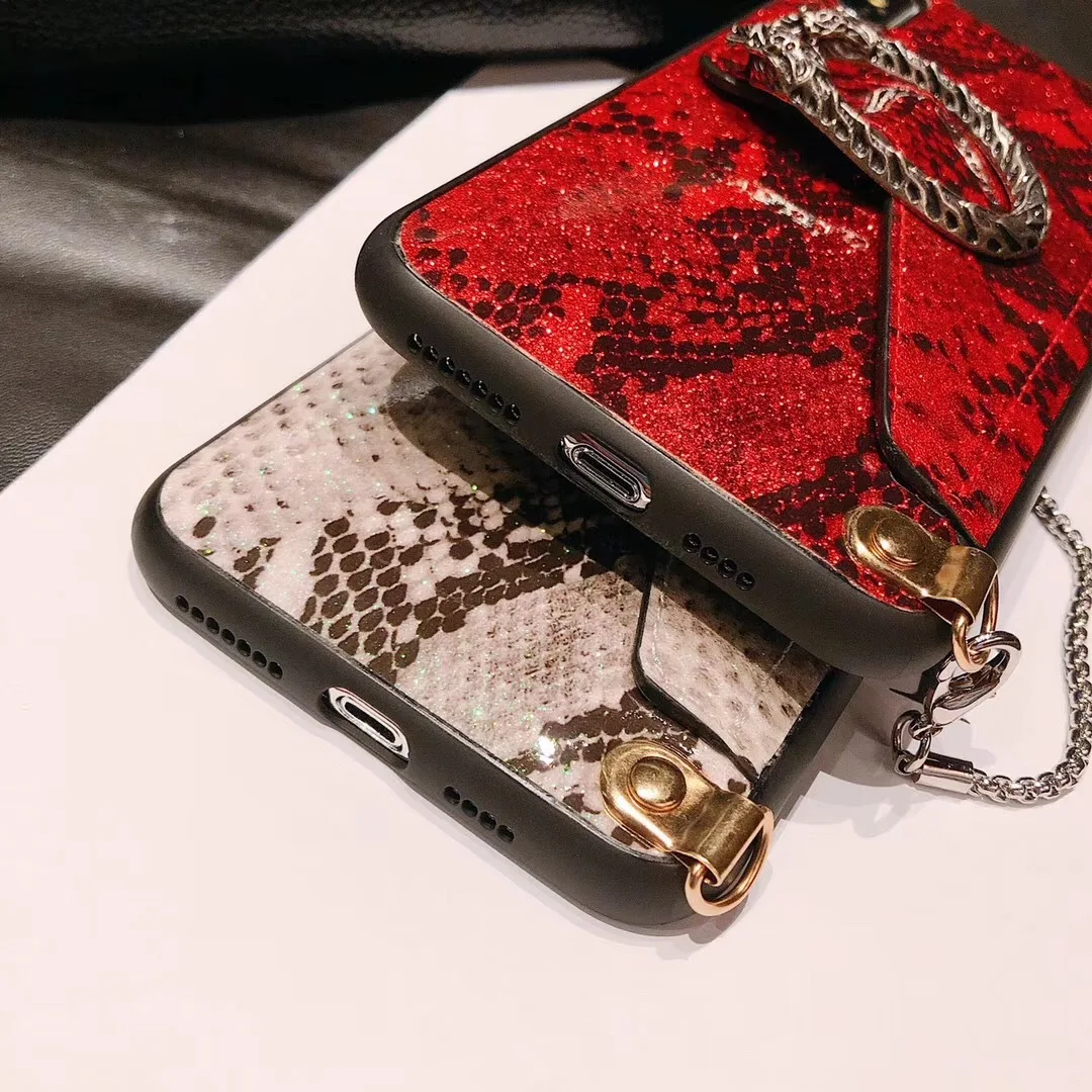 Luxury Designer Snake Skin Lanyard Crossbody Cell Phone Case With ...