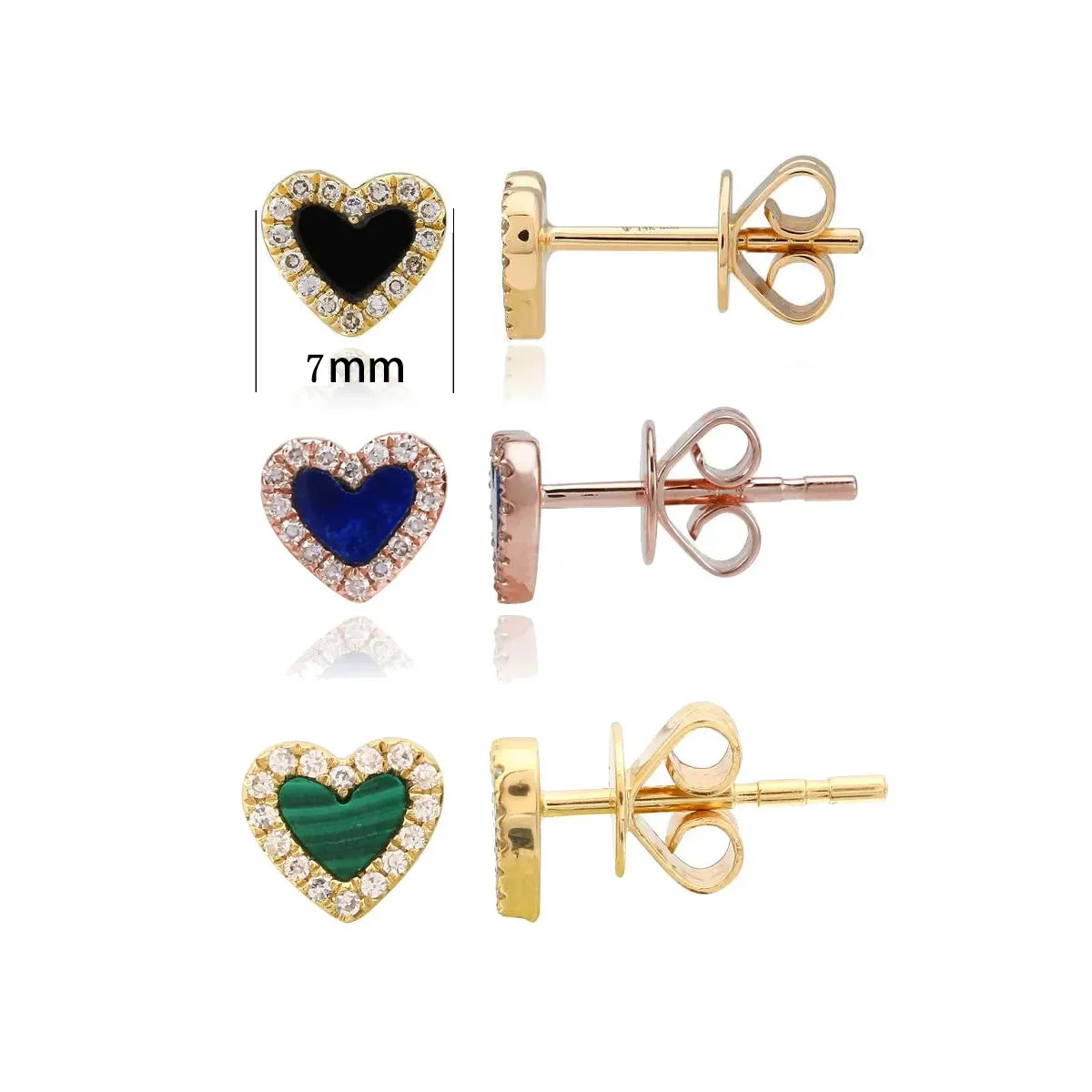 

Slovehoony Gold Plated Pave Outline Stone Heart Stud Earrings 925 Sterling Silver Turquoise Earring For Women