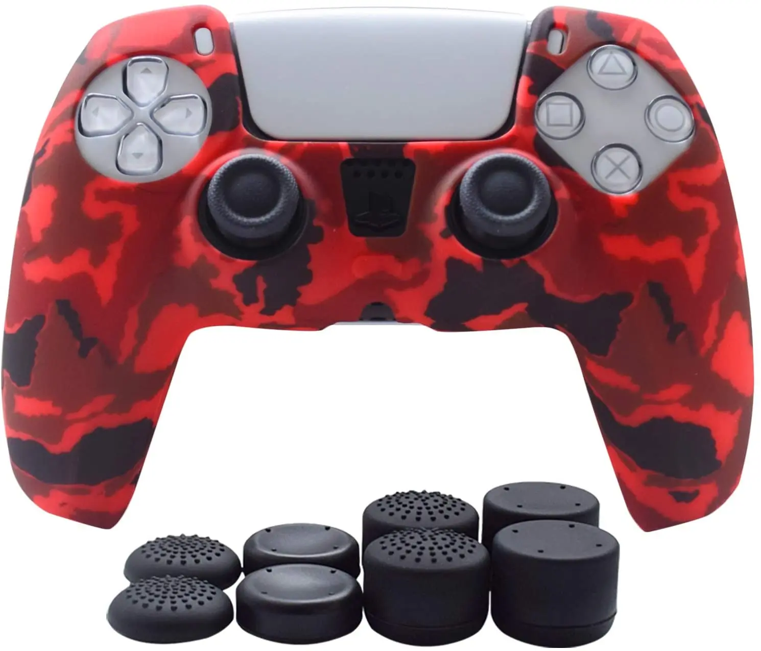 

Ps5 controller skin hikfly silicone cover for Playstation 5 controller - 1 x skin with 8 x thumb grip