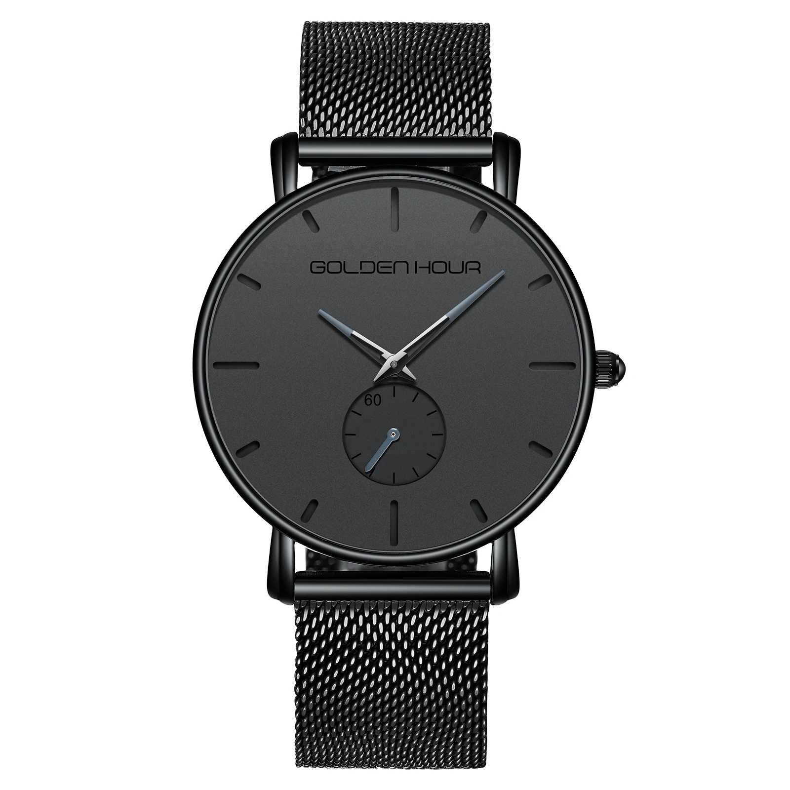Fashionable custom brand watch OEM minimalist watch stainless steel Mesh belt quartz wrist watch for men
