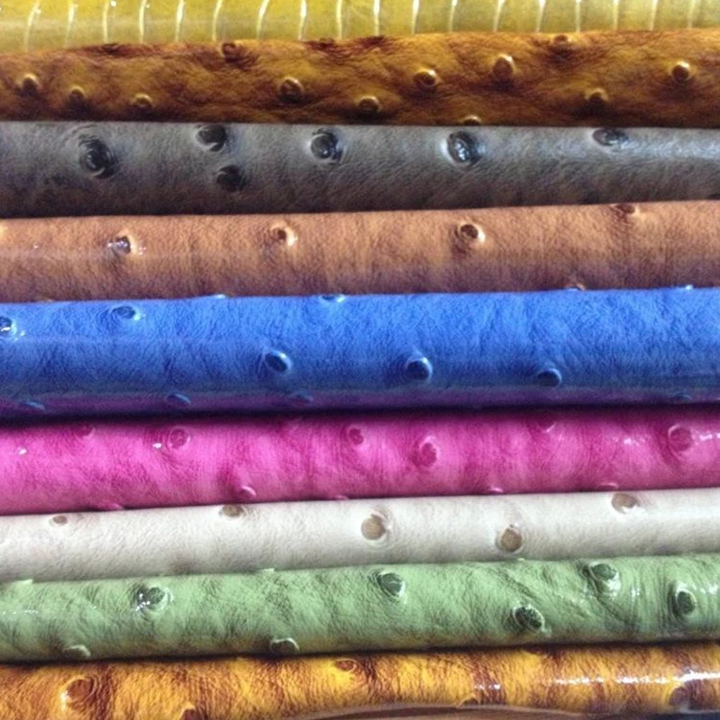 
Recycled Coffee Color Embossed Pattern Pvc Pu Ostrich Skin Synthetic Artificial Faux Pu Pvc Leather For Furniture 