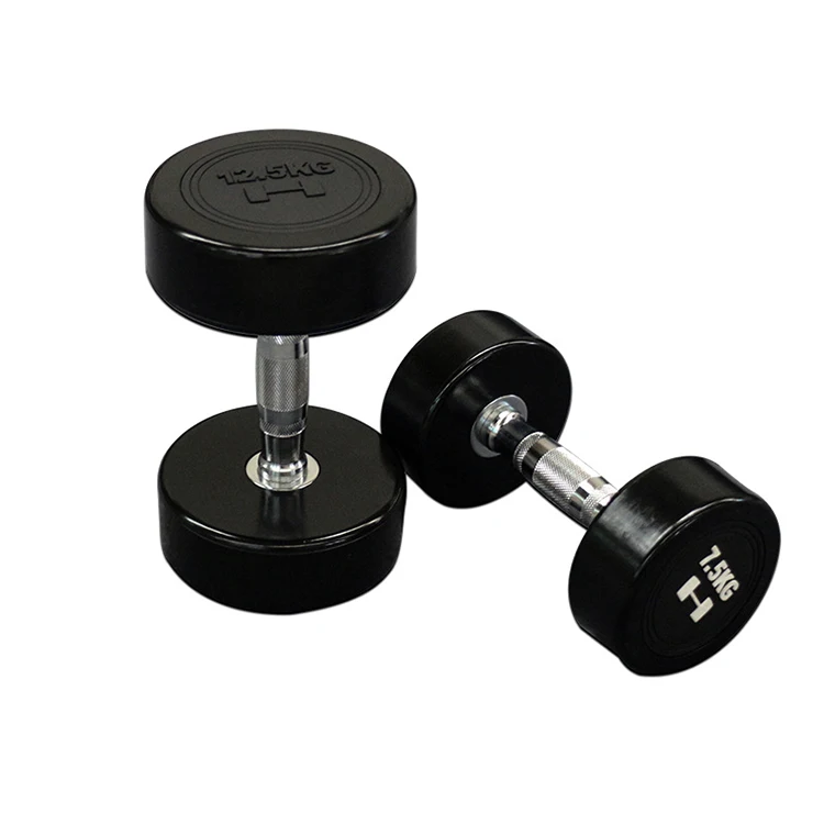 

2021 September New Trade Festival logo training fitness weights rubber asjustable dumbbells manufacturer, Black