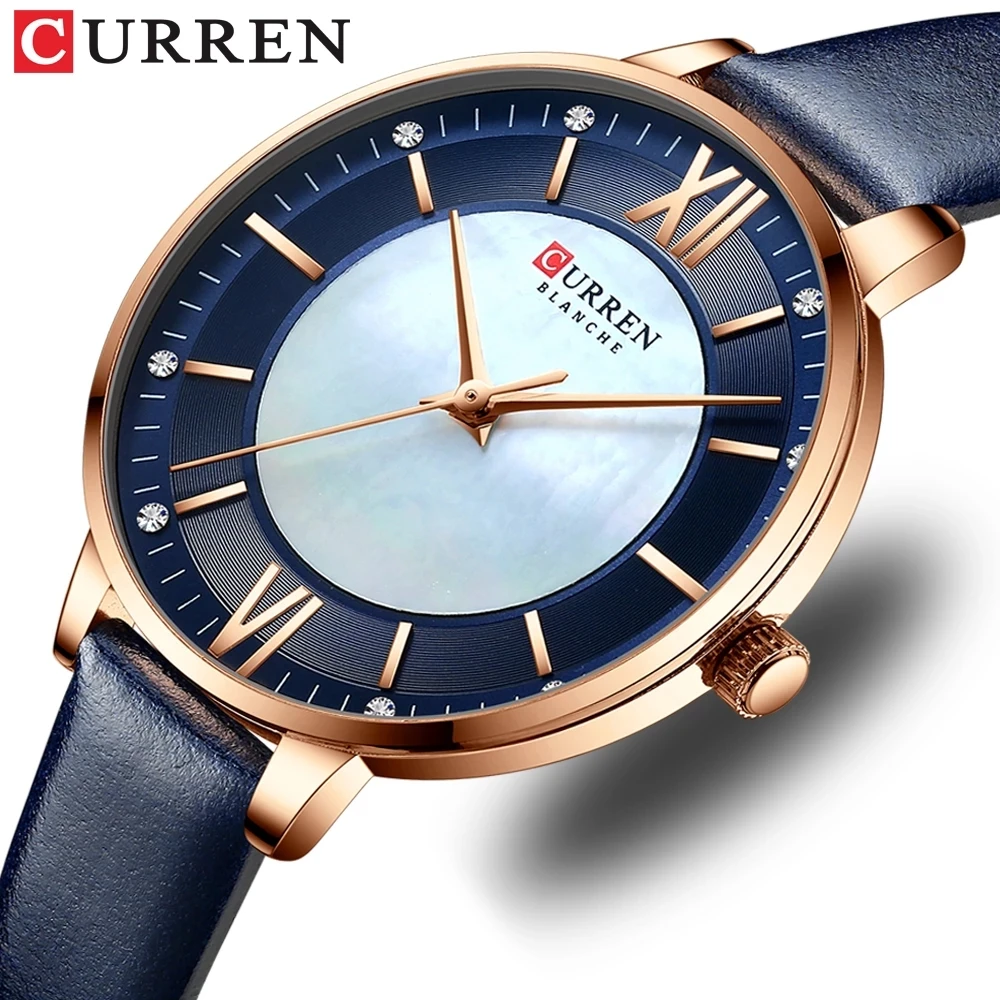 

CURREN 9080 Watch Women New Luxury Clock Leather Quartz Ladies Wristwatches Fashion Elegant Lady Dress Watches Relogio Feminino, 6-colors