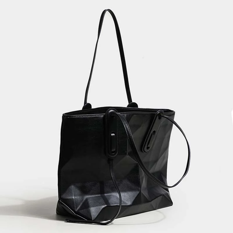 

2021 Winter Fall New Arrival Niche Large Geometric Tote Bag Single Shoulder Bag Women's Handbag, Black, white