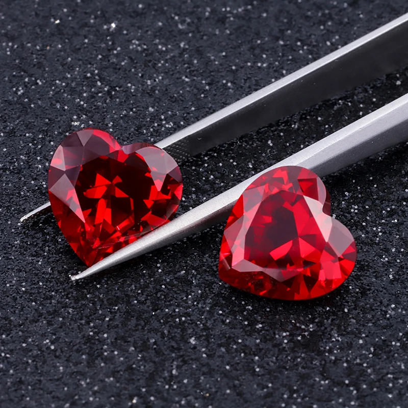 Starsgem Wholesale Lab Created Loose Stone Heart Shape Blood Red Lab Grown Ruby